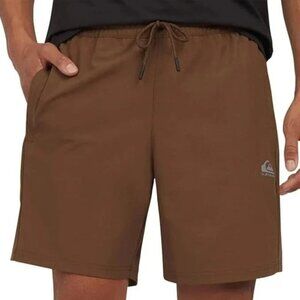NEW Quiksilver Men's XL Brown Shorts 4-Way Stretch Moisture Wicking Zip Pocket